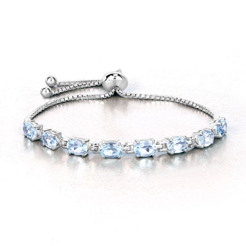 Bracelet en argent sterling avec topaze bleue véritable de 7,60 carats