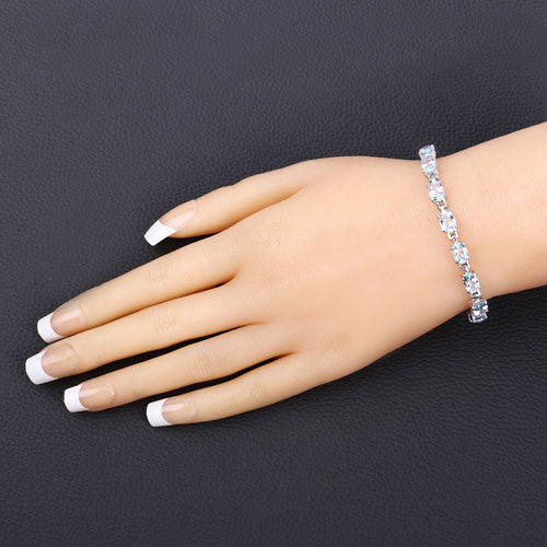 Bracelet en argent sterling avec topaze bleue véritable de 7,60 carats