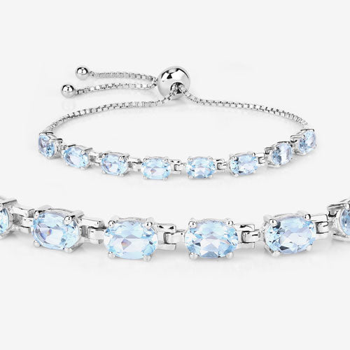 Bracelet en argent sterling avec topaze bleue véritable de 7,60 carats