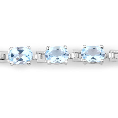 Bracelet en argent sterling avec topaze bleue véritable de 7,60 carats