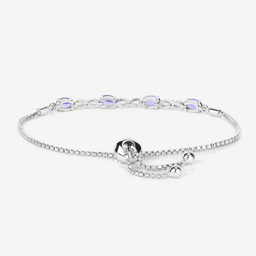 1.81 Carat Genuine Tanzanite & White Topaz Sterling Silver Bracelet