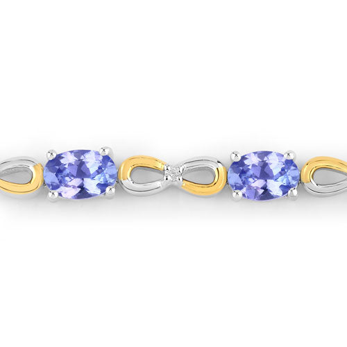 1.81 Carat Genuine Tanzanite & White Topaz Sterling Silver Bracelet