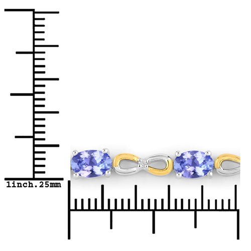 1.81 Carat Genuine Tanzanite & White Topaz Sterling Silver Bracelet