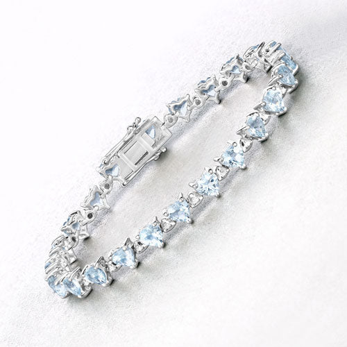 Pulsera de plata esterlina con aguamarina y diamantes de 7.71 quilates