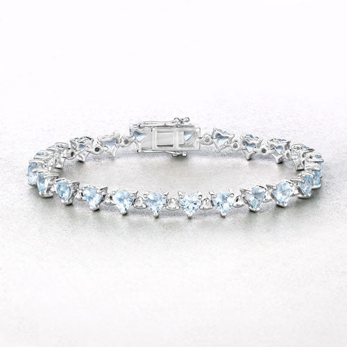 Pulsera de plata esterlina con aguamarina y diamantes de 7.71 quilates
