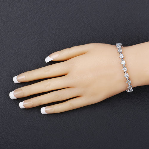 Pulsera de plata esterlina con aguamarina y diamantes de 7.71 quilates
