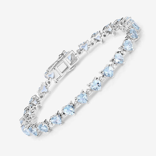 Pulsera de plata esterlina con aguamarina y diamantes de 7.71 quilates