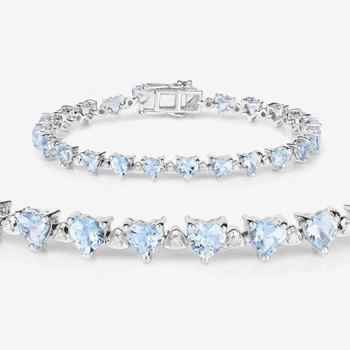 Pulsera de plata esterlina con aguamarina y diamantes de 7.71 quilates