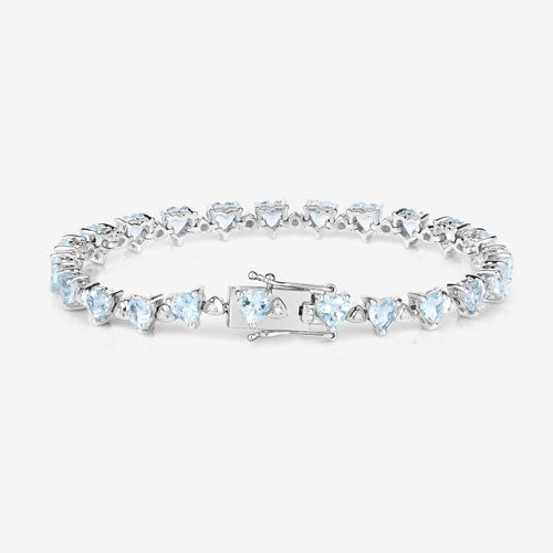 Pulsera de plata esterlina con aguamarina y diamantes de 7.71 quilates