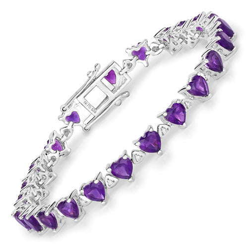 Bracelet en améthyste véritable de 10,01 carats et diamants blancs