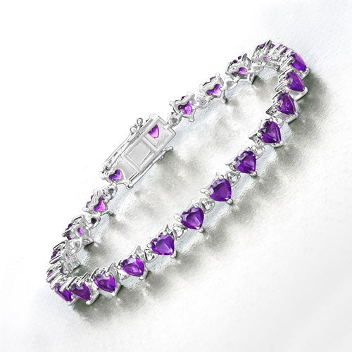 Bracelet en améthyste véritable de 10,01 carats et diamants blancs