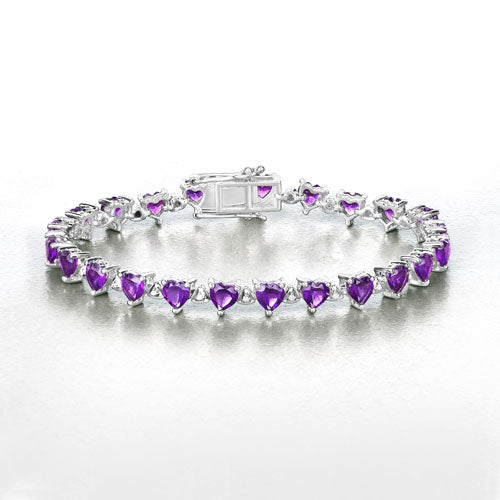 Bracelet en améthyste véritable de 10,01 carats et diamants blancs