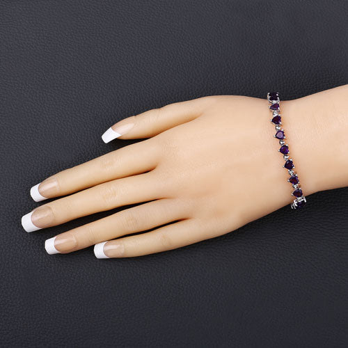 Bracelet en améthyste véritable de 10,01 carats et diamants blancs
