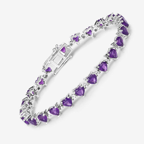 Bracelet en améthyste véritable de 10,01 carats et diamants blancs