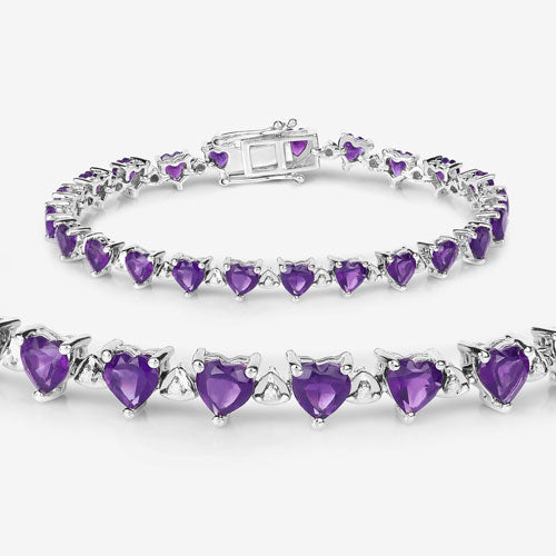 Bracelet en améthyste véritable de 10,01 carats et diamants blancs