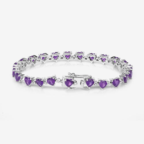 Bracelet en améthyste véritable de 10,01 carats et diamants blancs