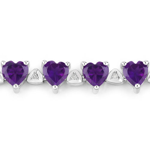 Bracelet en améthyste véritable de 10,01 carats et diamants blancs