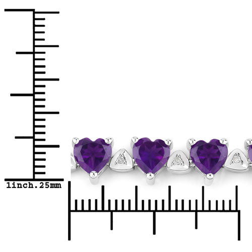 Bracelet en améthyste véritable de 10,01 carats et diamants blancs