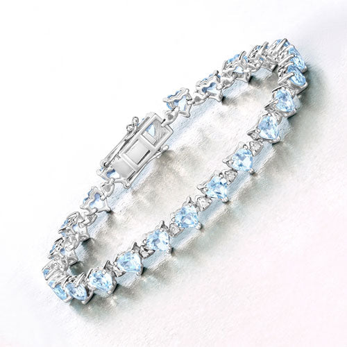 11.62 Carat Blue Topaz & Diamond Sterling Silver Bracelet