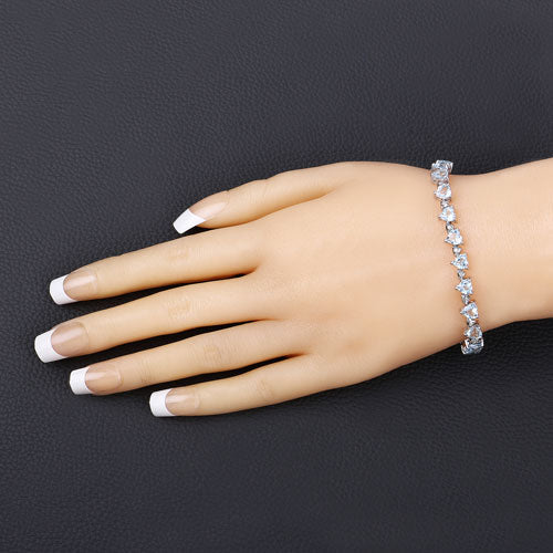 11.62 Carat Blue Topaz & Diamond Sterling Silver Bracelet