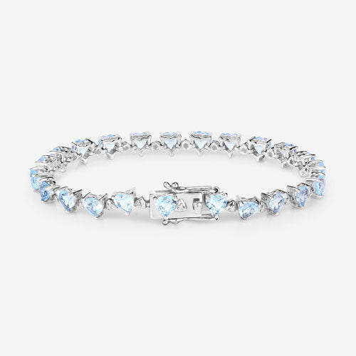 11.62 Carat Blue Topaz & Diamond Sterling Silver Bracelet