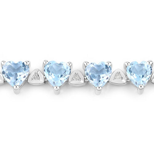 11.62 Carat Blue Topaz & Diamond Sterling Silver Bracelet