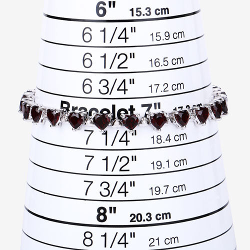 11.62 Carat Genuine Garnet & White Diamond Sterling Silver Bracelet