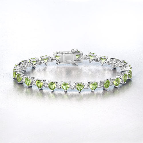 Pulsera de plata esterlina con peridoto y diamantes de 10.24 quilates