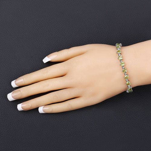 Pulsera de plata esterlina con peridoto y diamantes de 10.24 quilates