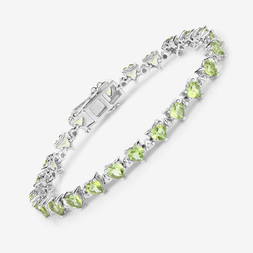 Pulsera de plata esterlina con peridoto y diamantes de 10.24 quilates