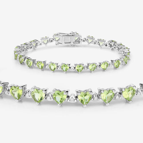 Pulsera de plata esterlina con peridoto y diamantes de 10.24 quilates