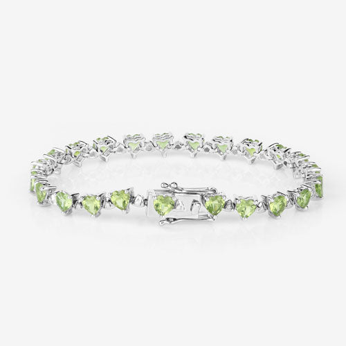 Pulsera de plata esterlina con peridoto y diamantes de 10.24 quilates