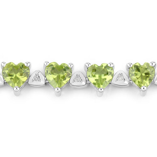 Pulsera de plata esterlina con peridoto y diamantes de 10.24 quilates