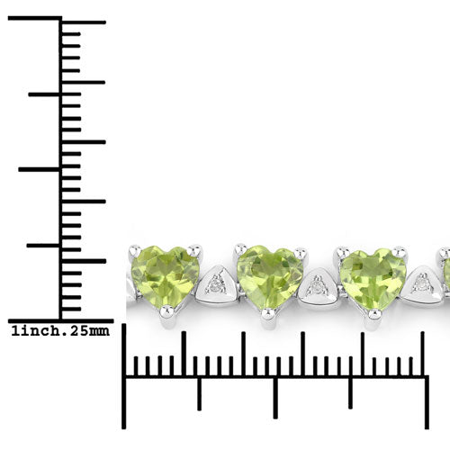 Pulsera de plata esterlina con peridoto y diamantes de 10.24 quilates