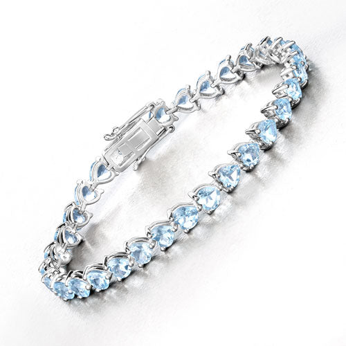 Bracelet en argent sterling avec topaze bleue véritable de 15,50 carats