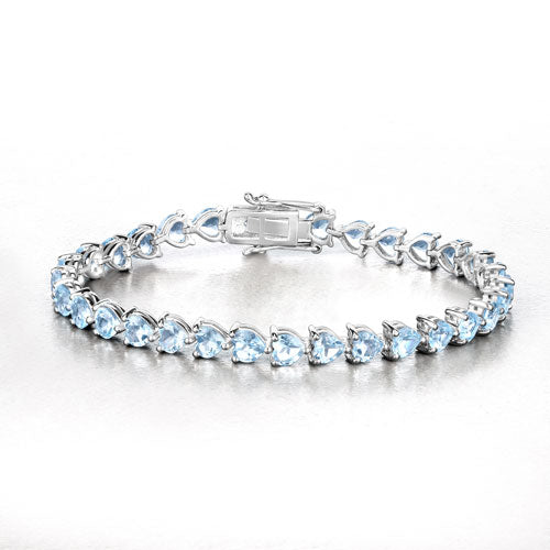 Bracelet en argent sterling avec topaze bleue véritable de 15,50 carats