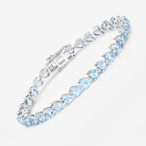 Bracelet en argent sterling avec topaze bleue véritable de 15,50 carats