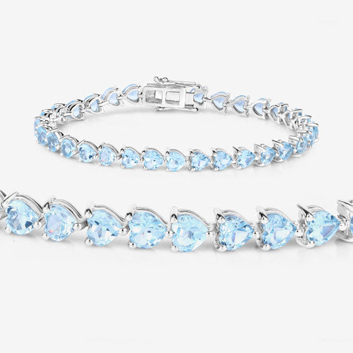 Bracelet en argent sterling avec topaze bleue véritable de 15,50 carats
