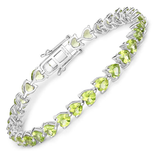 Pulsera de Plata Esterlina .925 con Peridoto Genuino de 13.64 Quilates