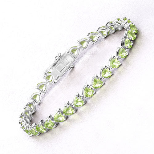 Pulsera de Plata Esterlina .925 con Peridoto Genuino de 13.64 Quilates
