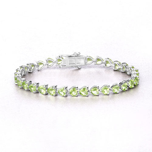 Pulsera de Plata Esterlina .925 con Peridoto Genuino de 13.64 Quilates