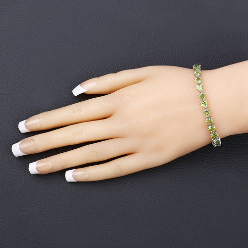 Pulsera de Plata Esterlina .925 con Peridoto Genuino de 13.64 Quilates