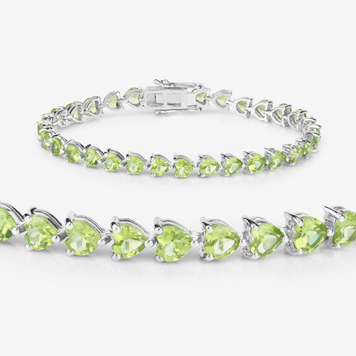 Pulsera de Plata Esterlina .925 con Peridoto Genuino de 13.64 Quilates