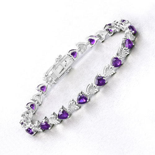 Bracelet en argent sterling avec améthyste et diamants de 6,59 carats