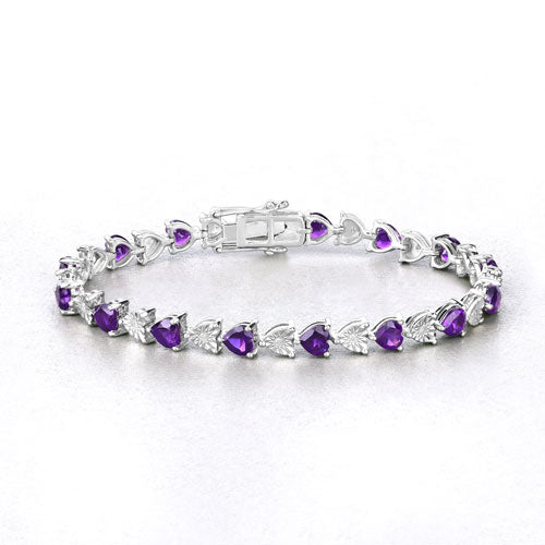 Bracelet en argent sterling avec améthyste et diamants de 6,59 carats