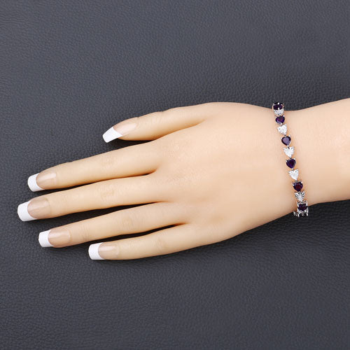 Bracelet en argent sterling avec améthyste et diamants de 6,59 carats