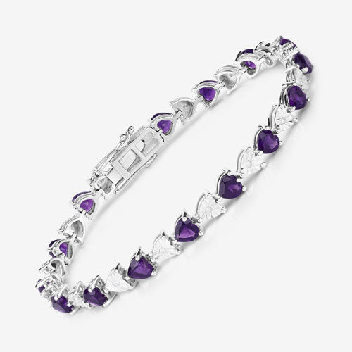 Bracelet en argent sterling avec améthyste et diamants de 6,59 carats