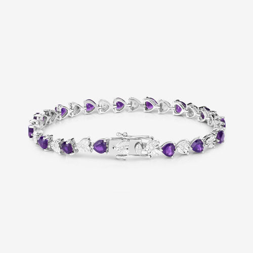 Bracelet en argent sterling avec améthyste et diamants de 6,59 carats