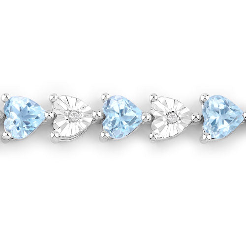 Elegant Blue Topaz and Diamond Sterling Silver Bracelet