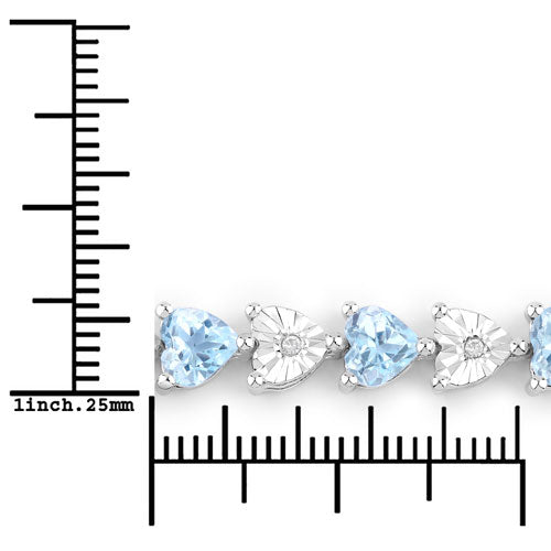 Elegant Blue Topaz and Diamond Sterling Silver Bracelet